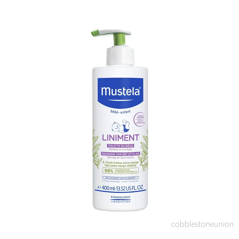 Mustela, Liniment, Rengöring, Återfuktning, Kroppslotion, Blöjområde, 400 ml