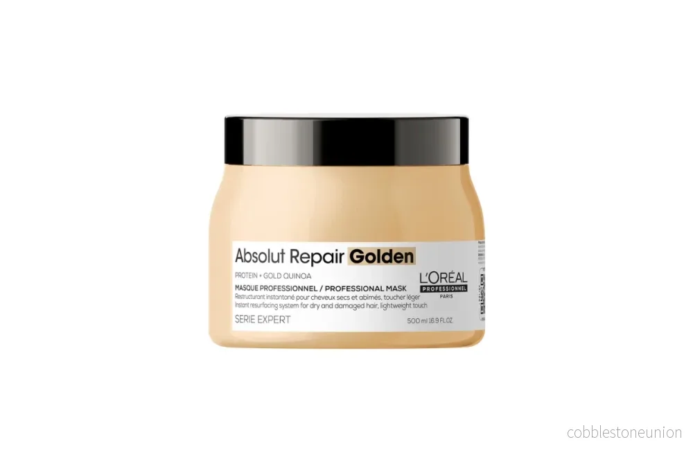 L’Oréal Professionnel, Serie Expert Absolut Repair Golden, Protein + Guld Quinoa, Hårbehandlingskrämmask, Omedelbar ytbehandling, 500 ml L’Oréal Professionnel, Serie Expert Absolut Repair Golden, Protein + Guld Quinoa, Hårbehandlingskrämmask, Omedelbar ytbehandling, 500 ml