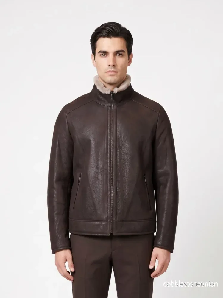 Hank, 68 cm. – Collar Nappa Lamb Crack – Man Dark Brown