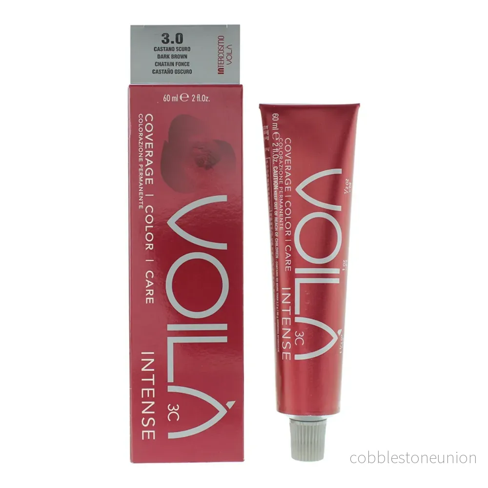 Intercosmo, Voila 3C Intense, Permanent hårfärg, 3.0 Mörkbrun, 60 ml - Bild 2