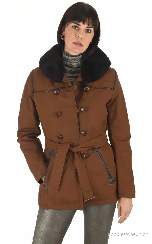 Authentic Brown Canvas Canadian Jacket – Women