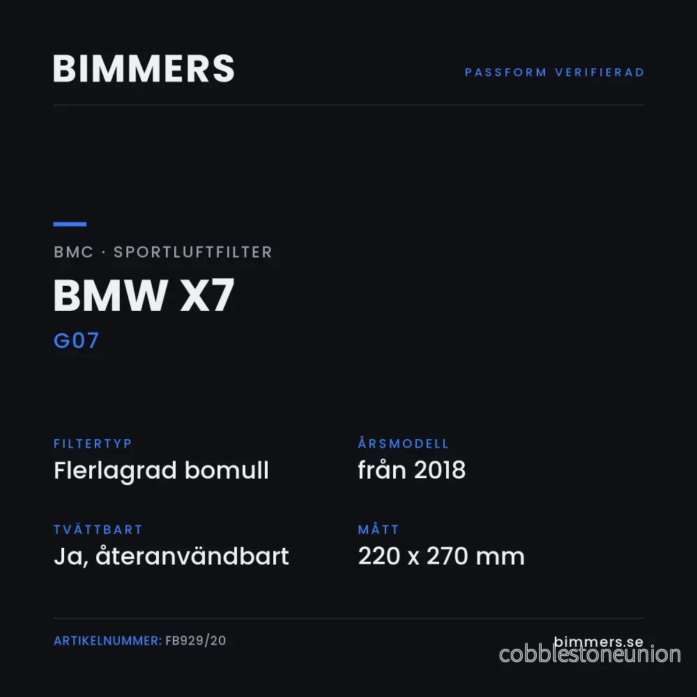 BMC Sportluftfilter BMW X7 G07 (30dX-40iX Mild-Hybrid), FB929/20 - Bild 2