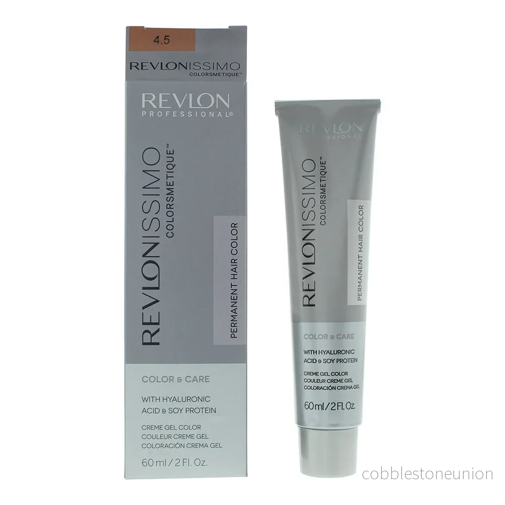 Revlon, Colorsmetique, Hyaluronic Acid, Permanent Hair Color, 4.5 Medium Mahogany Brown, 60 ml