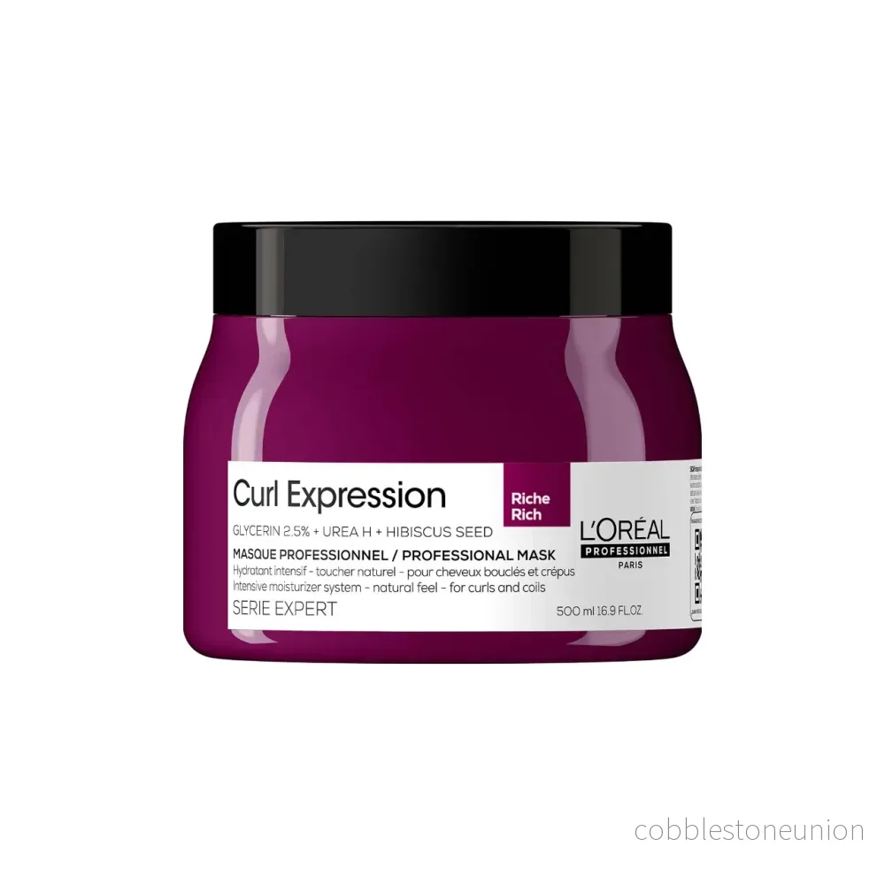 L’Oréal Professionnel, Serie Expert Curl Expression Rich, Glycerin 2,5% + Urea H + Hibiskusfrön, Hårbehandlingskrämmask, Intensiv återfuktning, 500 ml L’Oréal Professionnel, Serie Expert Curl Expression Rich, Glycerin 2,5% + Urea H + Hibiskusfrön, Hårbehandlingskrämmask, Intensiv återfuktning, 500 ml
