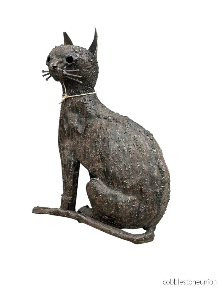 Katt 33 cm – Handgjord Metallskulptur från Zimbabwe - Bild 2