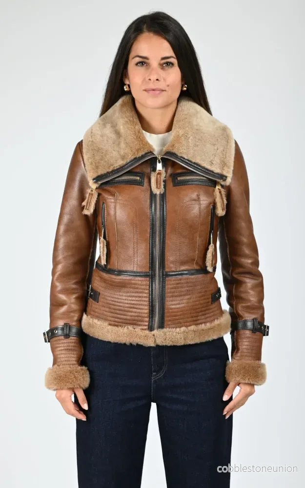 Brown Zion Lambskin Shearling Jacket – Women Brown Zion Lambskin Shearling Jacket – Women