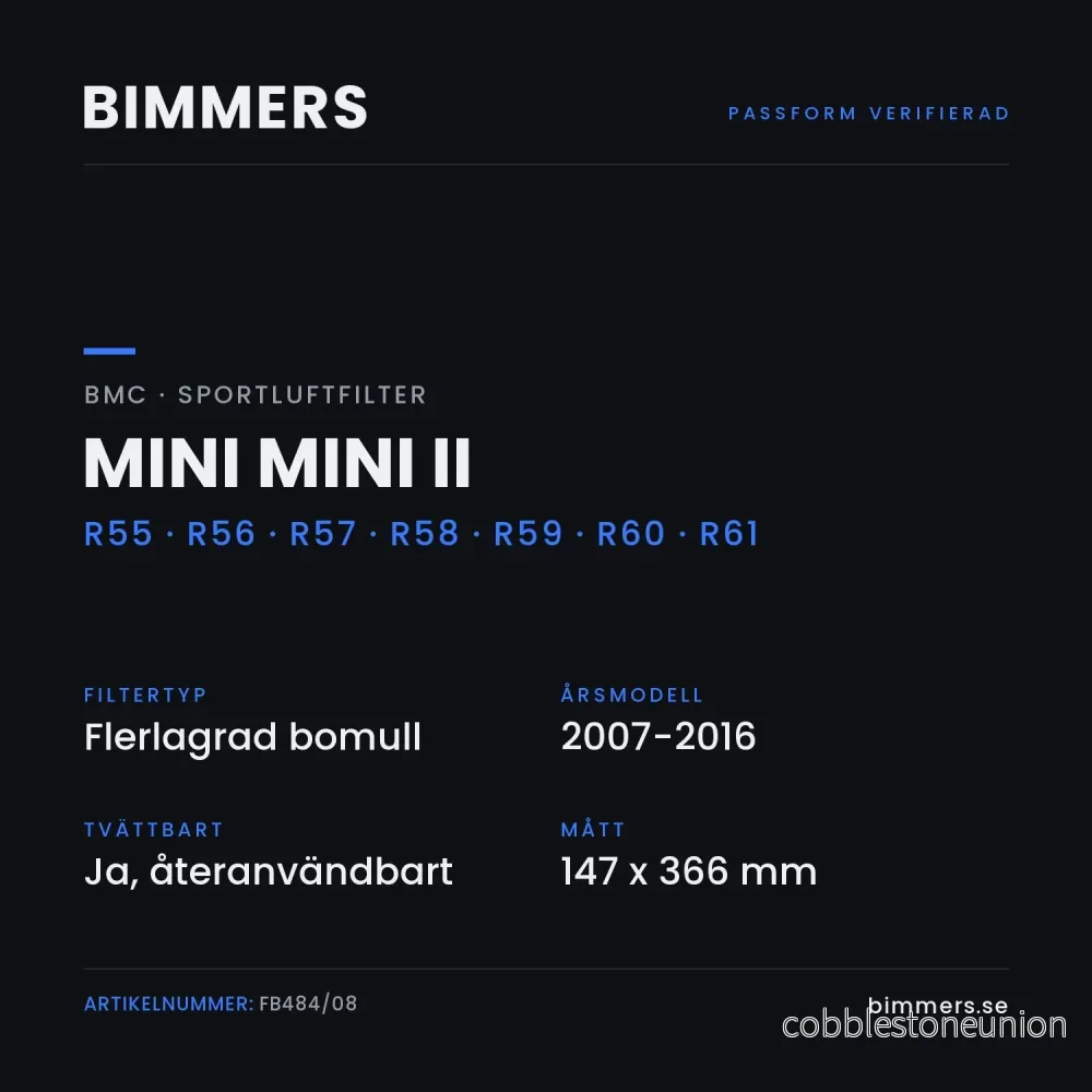BMC Sportluftfilter MINI Mini II R55 R56 R57 R58 R59 R60 R61 (1.6-1.6 S Turbo), FB484/08 - Bild 2