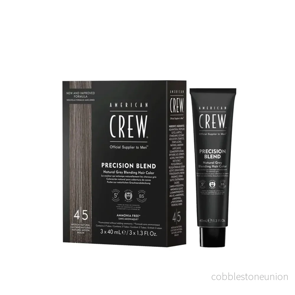 Set Trio, American Crew, Precision Blend, Semi-permanent hårfärg, 4-5 Natural Grey, 3 st, 40 ml Set Trio, American Crew, Precision Blend, Semi-permanent hårfärg, 4-5 Natural Grey, 3 st, 40 ml