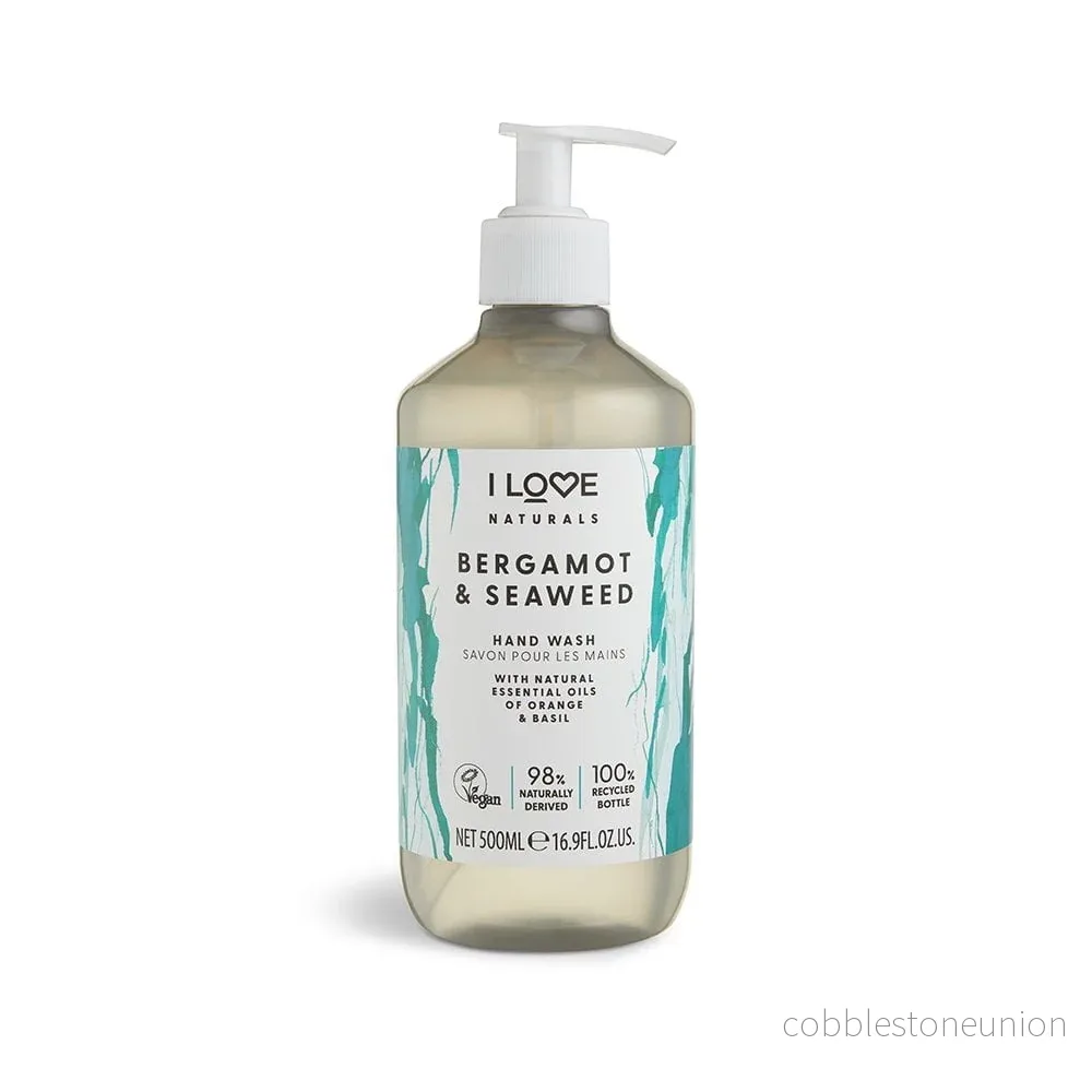 I Love, Naturals Collection, Bergamott & Sjögräs, Handtvål, För händer, 500 ml I Love, Naturals Collection, Bergamott & Sjögräs, Handtvål, För händer, 500 ml