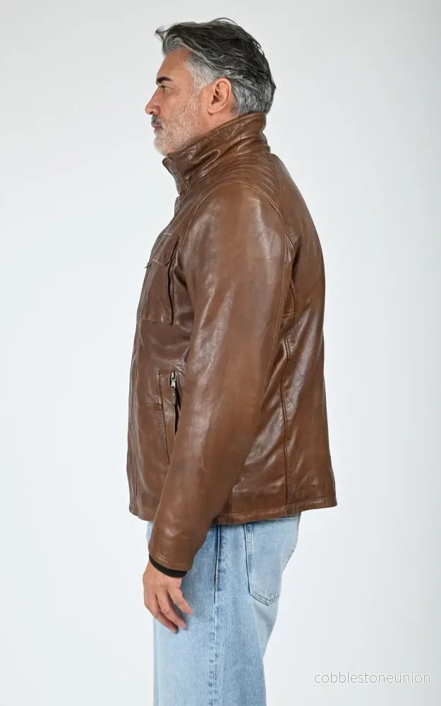 Brown Crowell Warm Leather Jacket - Men - Bild 3