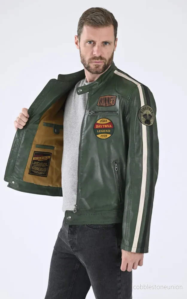 Wartburg Green Leather Jacket - Men - Bild 3