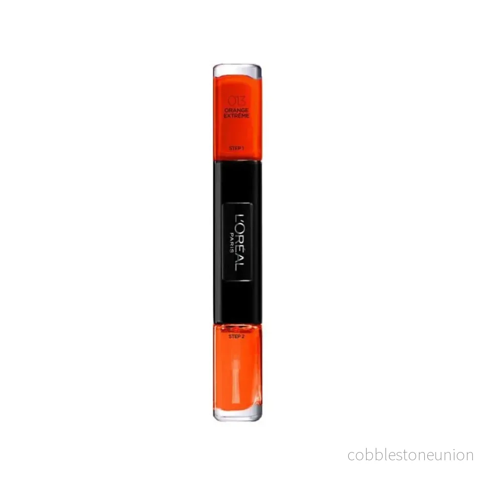 L’Oreal Paris, Infallible, Gel-effekt, Nagellack 2-i-1, 013, Extrem Orange, 2 x, 5 ml