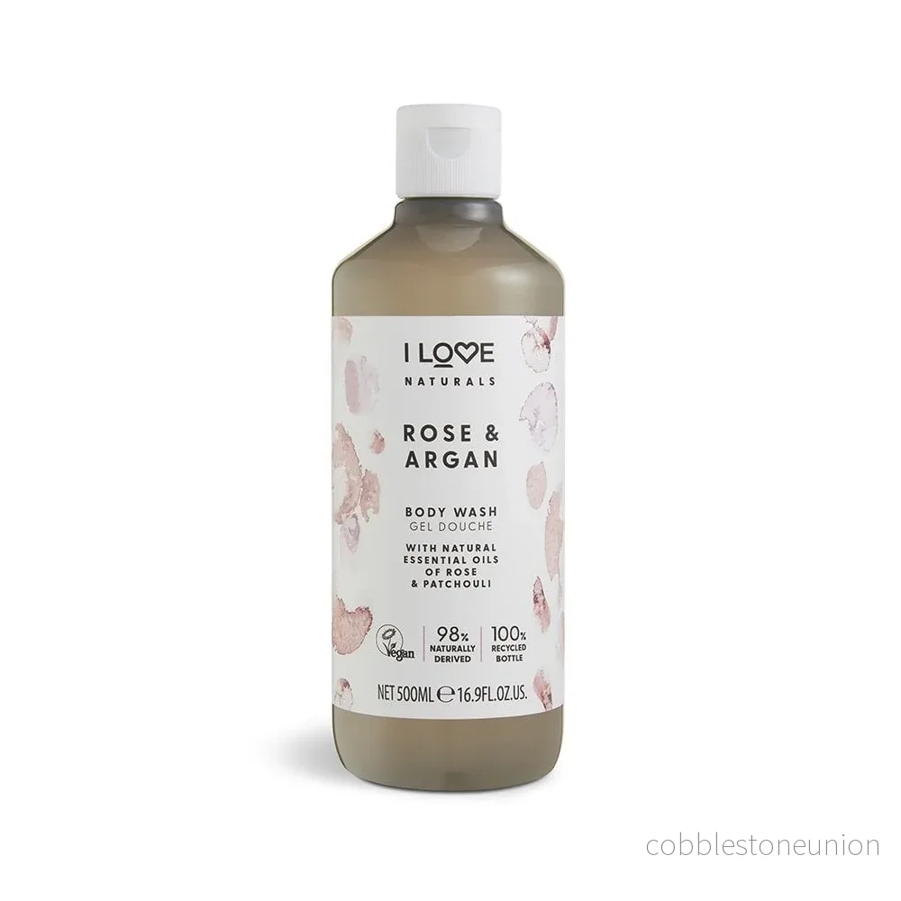 I Love, Naturals Collection, Vegan, Återfuktande, Ros & Argan, Duschkräm, 500 ml