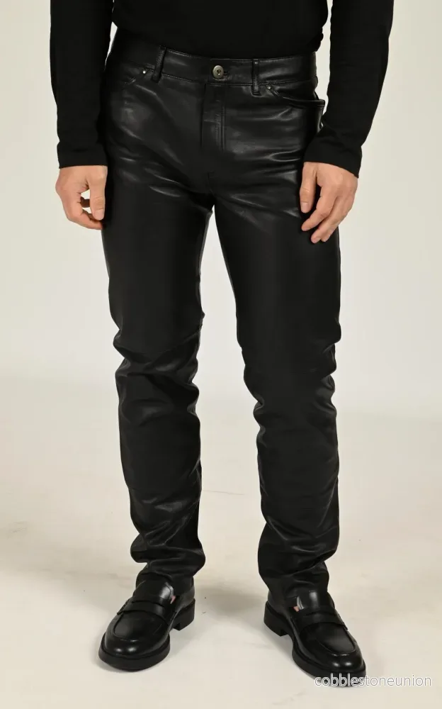 Black Sexy Man Slim Leather Pants – Men Black Sexy Man Slim Leather Pants – Men