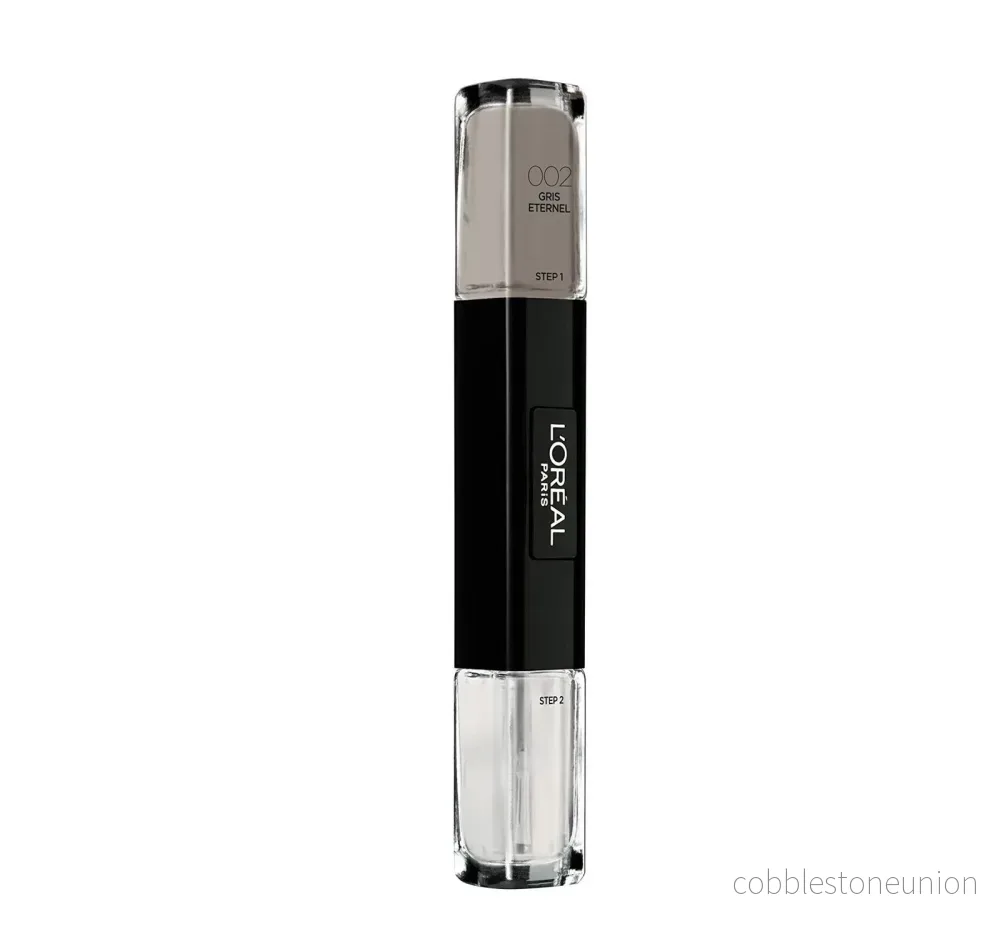 L’Oréal Paris, Infallible, Nagellack 2-i-1, 002, Evigt grå, 2 x 5 ml