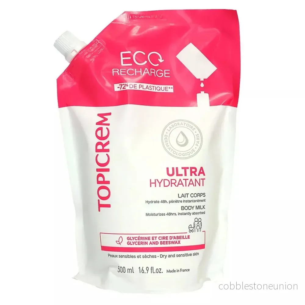 Topicrem, Ultra Hydratant, Återfuktande, Kroppsmjölk, Refill, Dagligen, 500 ml