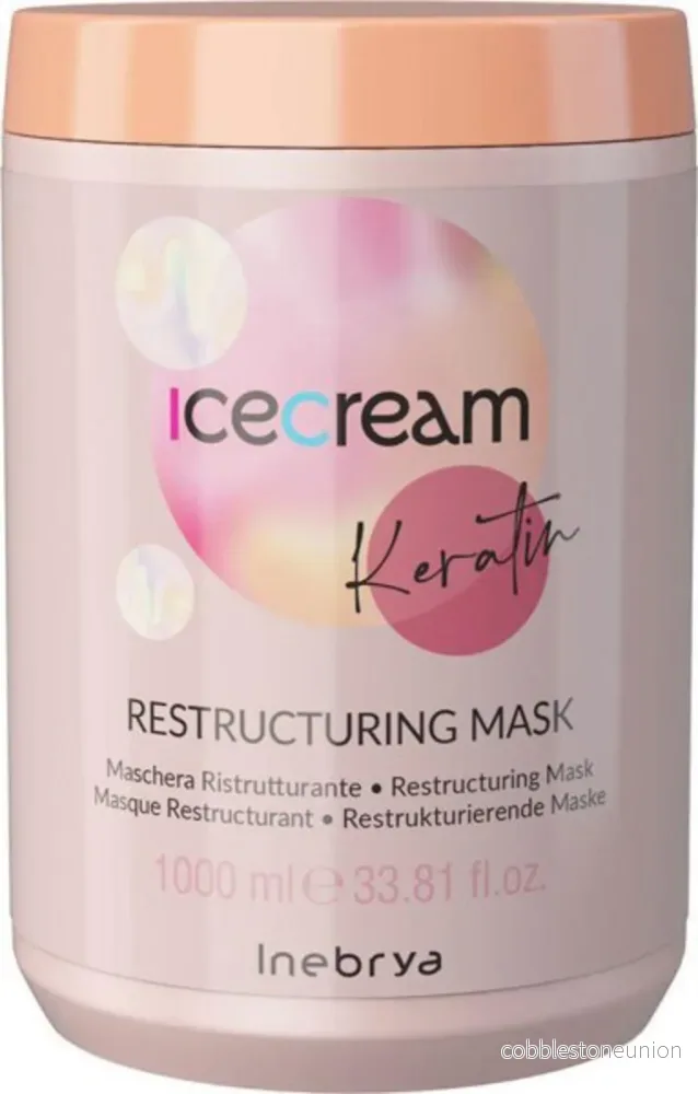 Inebrya, Ice Cream Keratin, Hårbehandlingskrämmask, Omstrukturering, 1000 ml