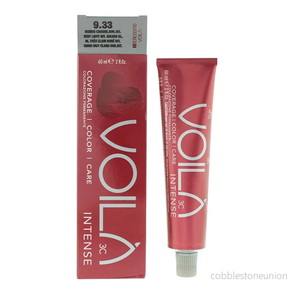 Intercosmo, Voila 3C Intense, Permanent hårfärg, 9.33 Mycket Ljus Intensiv Guldblond, 60 ml