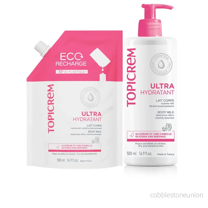 Set Topicrem: Ultra Hydratant, Body Milk, Påfyllningsbar, 500 ml + Ultra Hydratant, Body Milk, Refill, 500 ml Set Topicrem: Ultra Hydratant, Body Milk, Påfyllningsbar, 500 ml + Ultra Hydratant, Body Milk, Refill, 500 ml