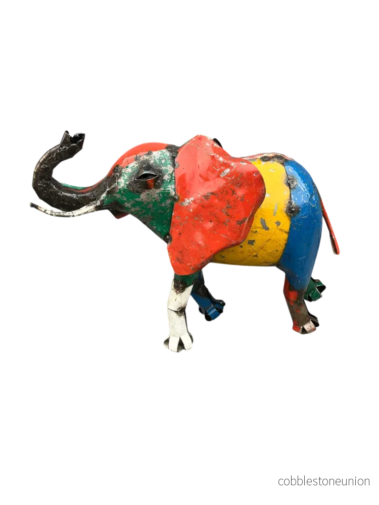 Elefant Flerfärgad 45 cm – Handgjord Metallskulptur från Zimbabwe Elefant Flerfärgad 45 cm – Handgjord Metallskulptur från Zimbabwe