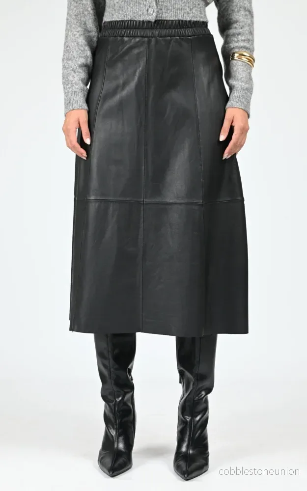 Black Nahee Leather Long Skirt – Women