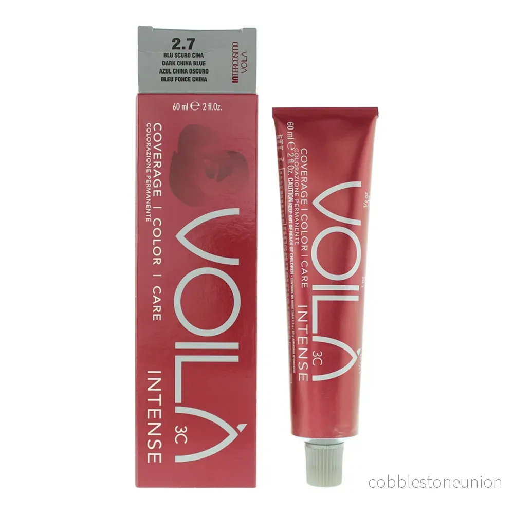 Intercosmo, Voila 3C Intense, Aqua, Permanent Hair Colour, 2.7 Dark China Blue, 60 ml
