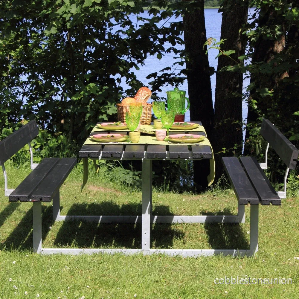 Basic bord-/bænkesæt med 2 ryglæn - 177 cm - sort - Bild 2