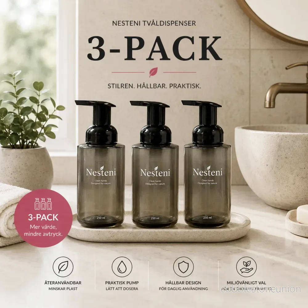 3-pack - Plastdispenser med skumtvålspump 250mL - Bild 2