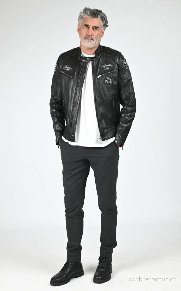Black Nieto Leather Biker Jacket - Men - Bild 2