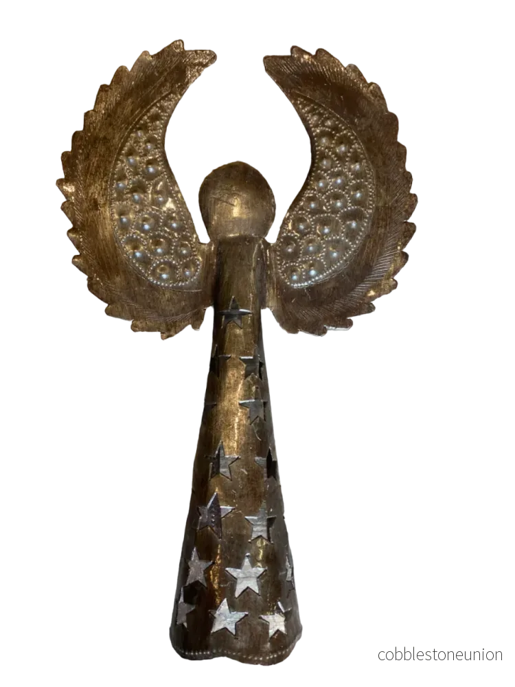 Ängel 25 cm Stjärnor Omålad – Handgjord Metallkonst från Haiti Ängel 25 cm Stjärnor Omålad – Handgjord Metallkonst från Haiti