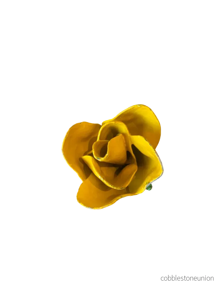 Blomma Ros Gul 80 cm - Återvunnen Metall Zimbabwe - Bild 2