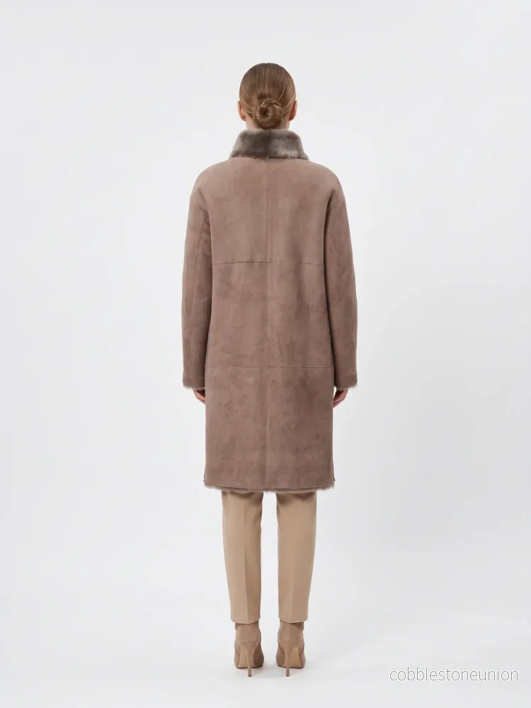 Giorgiana, 95 cm. - Collar Suede Lamb - Women Dark Oak - Bild 2