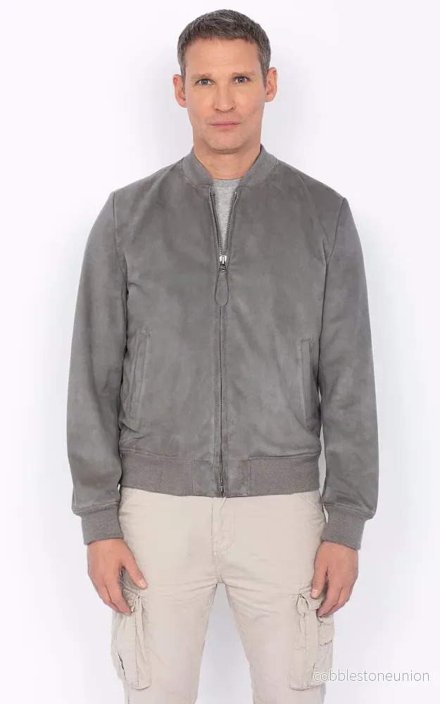 LC300 Light Grey Suede Varsity Jacket – Men LC300 Light Grey Suede Varsity Jacket – Men