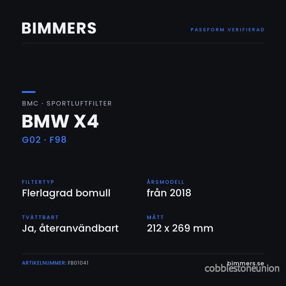 BMC Sportluftfilter BMW X4 G02 F98 (M40iX), FB01041 - Bild 2