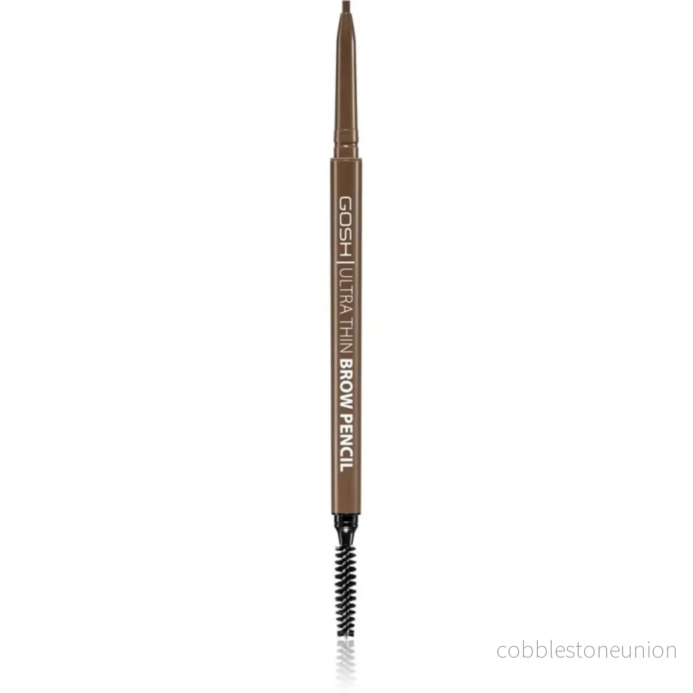 Gosh, Ultra Thin, Ögonbrynspenna & borste 2-i-1, 002, Gråbrun, 0.09 g
