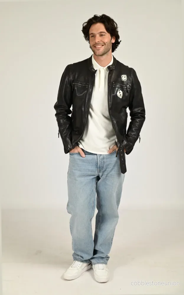 Black Akron Rock Leather Jacket - Men - Bild 3