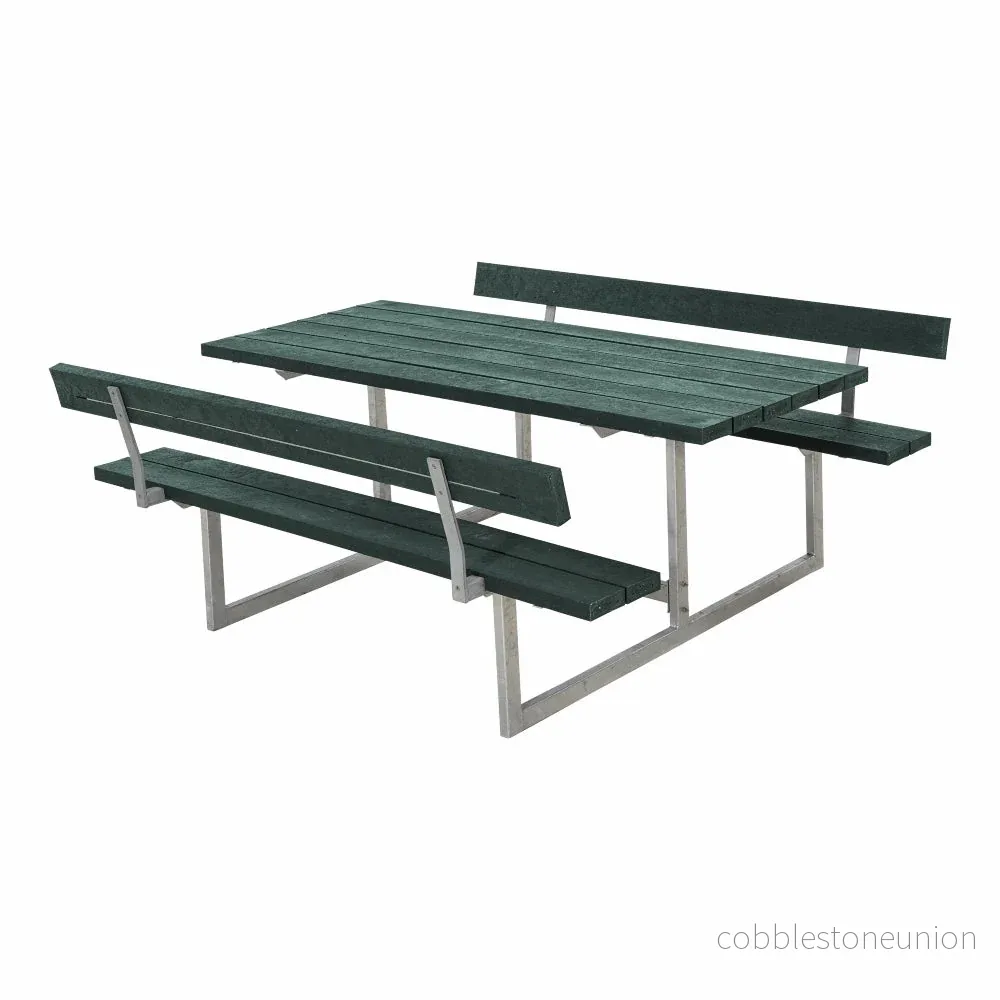 Basic bord-/bænkesæt med 2 ryglæn - 177 cm - ReTex - Grøn