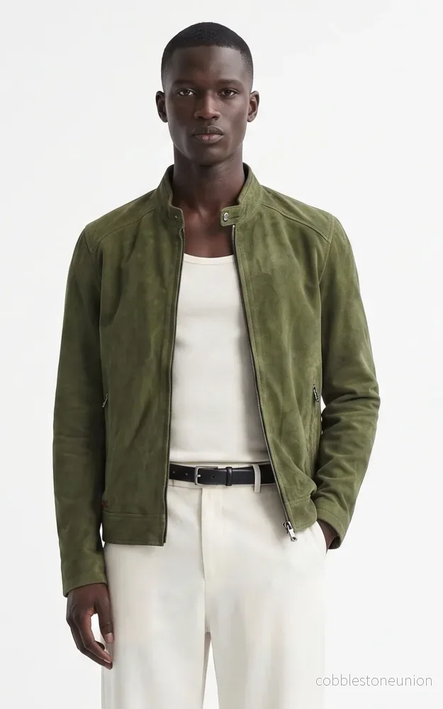 Delf Khaki Suede Jacket – Men Delf Khaki Suede Jacket – Men