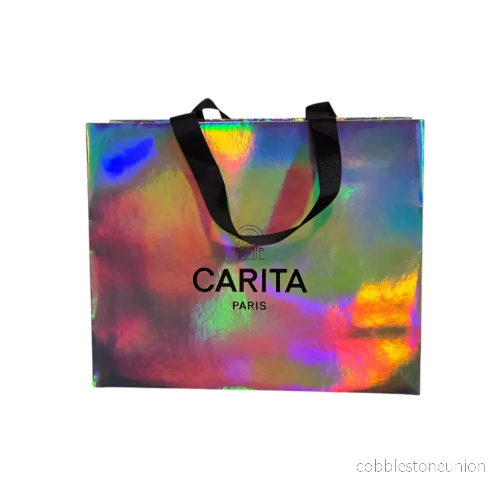Carita Paris, textilsminkväska, silver, medium