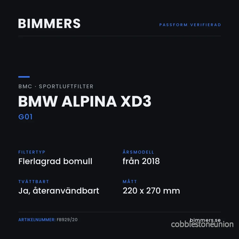 BMC Sportluftfilter BMW Alpina XD3 G01 (3-3.0 Biturbo Mild-Hybrid), FB929/20 - Bild 2