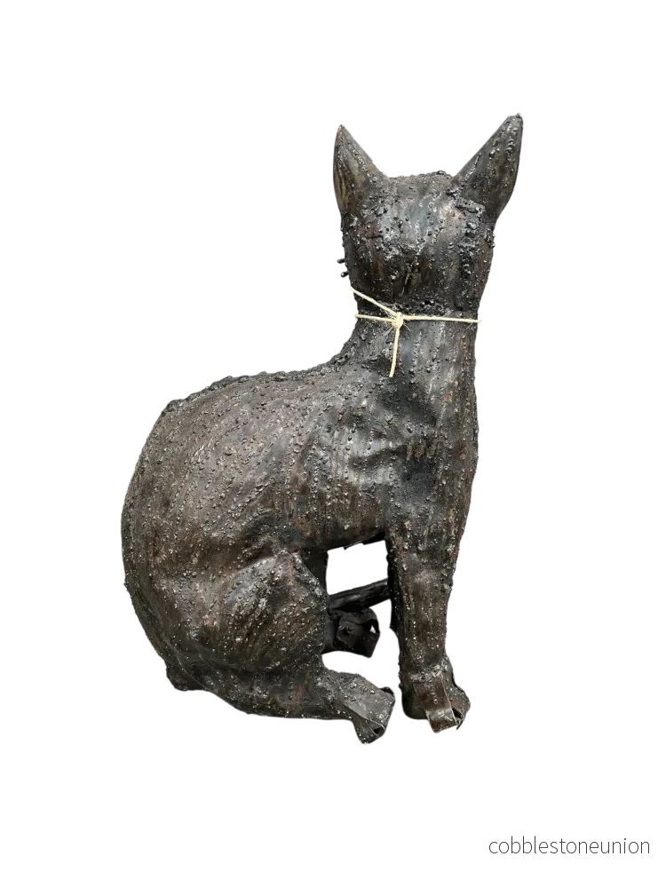 Katt 33 cm – Handgjord Metallskulptur från Zimbabwe - Bild 3