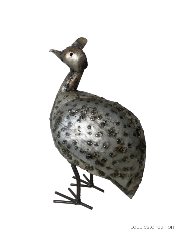 Pärlhöna 34 cm – Handgjord Metallskulptur från Zimbabwe - Bild 3