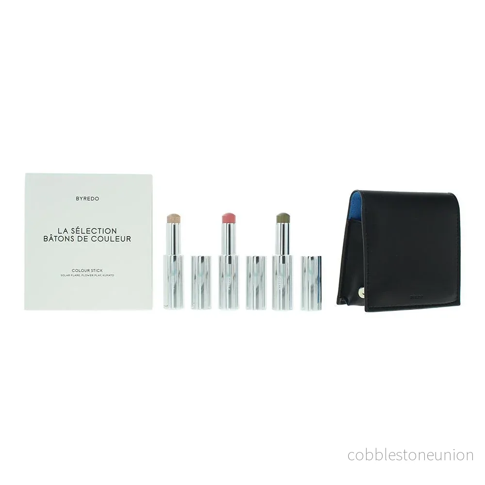 Blue Set Byredo: Colour Stick, Multifunctional, Eyeshadow Stick, 509, Solar Flare, 3.5 g + Colour Stick, Multifunctional, Eyeshadow Stick, Kumato Face, 3.5 g + Colour Stick, Multifunctional, Eyeshadow Stick, Flower Play, 3.5 g + Byredo, GWP Leather Pouch Blue Set Byredo: Colour Stick, Multifunctional, Eyeshadow Stick, 509, Solar Flare, 3.5 g + Colour Stick, Multifunctional, Eyeshadow Stick, Kumato Face, 3.5 g + Colour Stick, Multifunctional, Eyeshadow Stick, Flower Play, 3.5 g + Byredo, GWP Leather Pouch