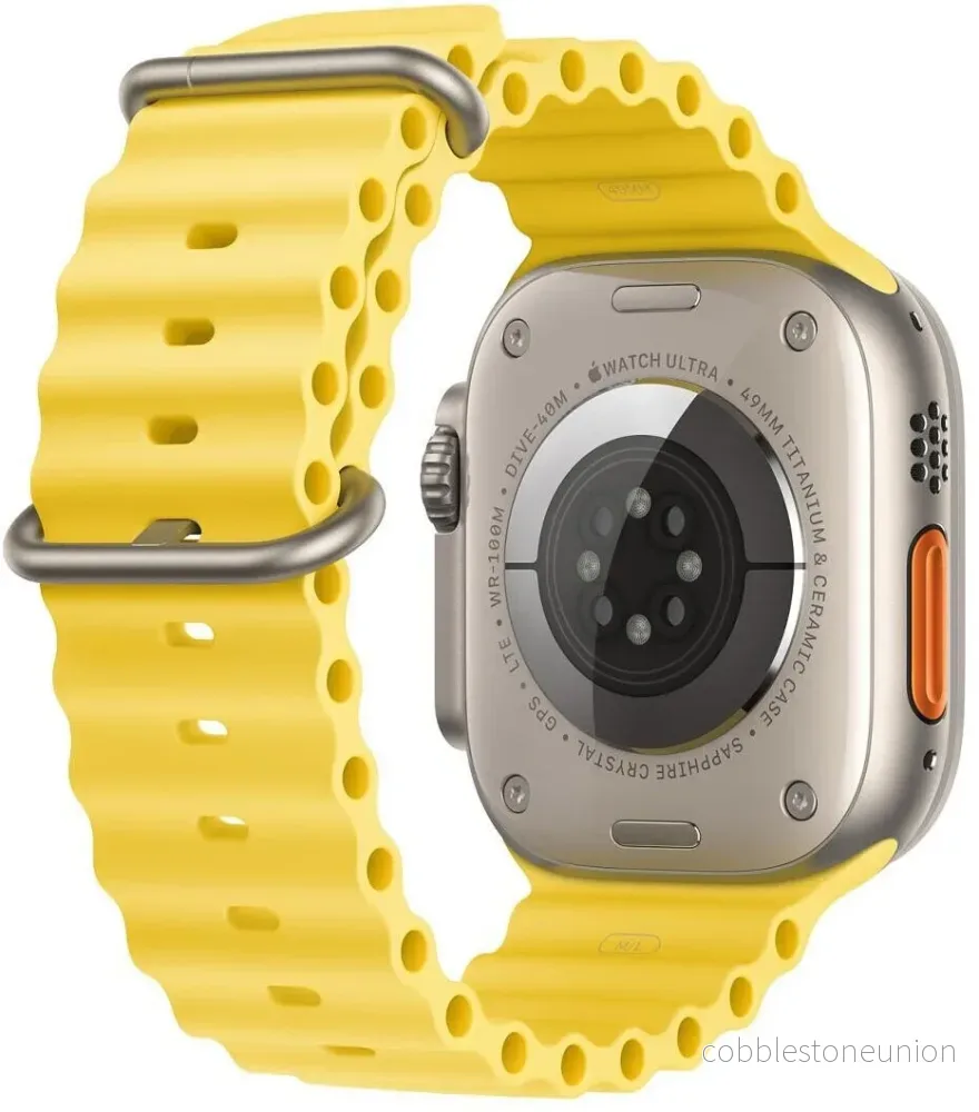 Apple Watch Ultra (2022) – 49 mm – GPS + Cellular – Silver – Gult Ocean-armband – Utmärkt skick - Bild 3