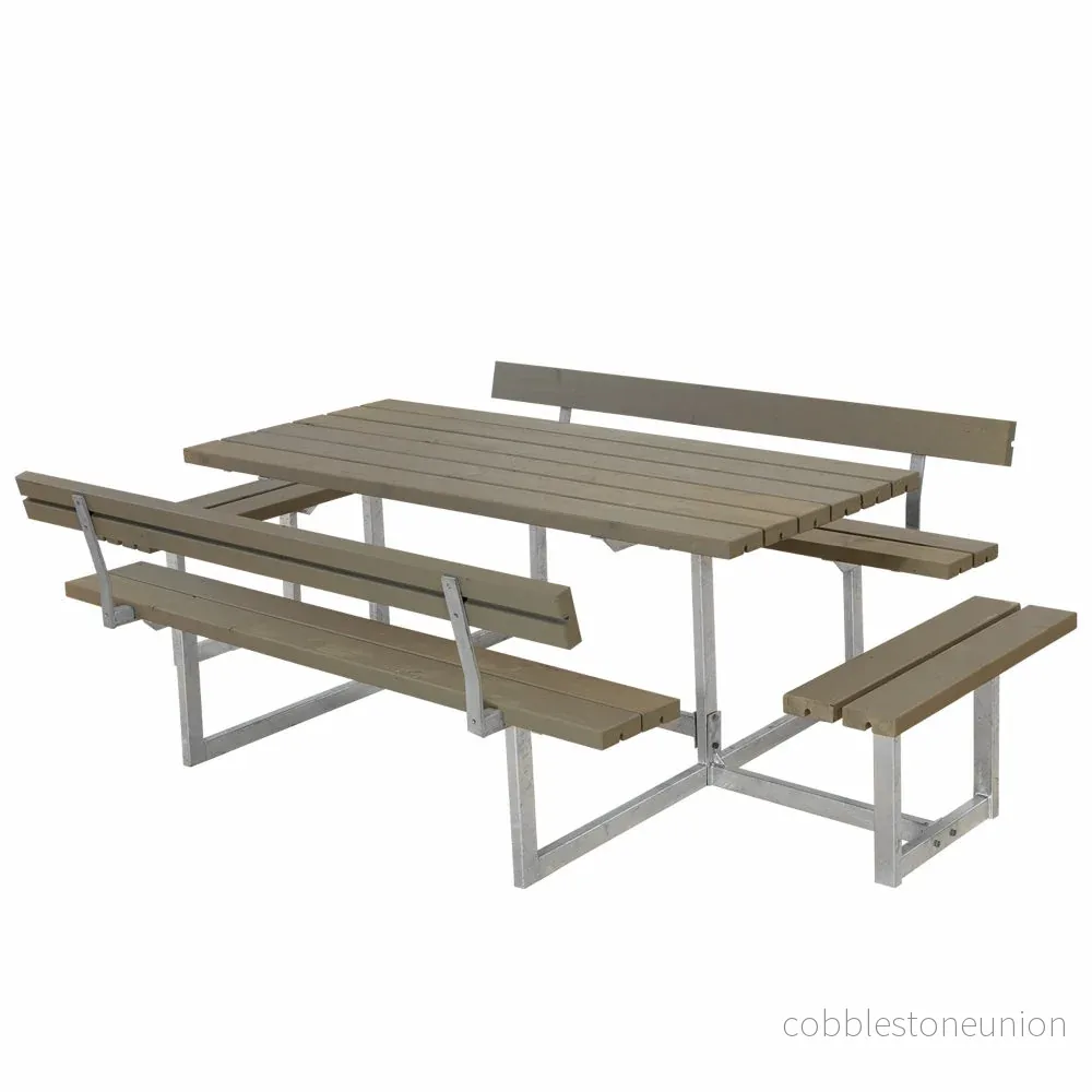 Basic bord-/bænkesæt med 2 ryglæn og 2 påbygninger – 260 cm – gråbrun Basic bord-/bænkesæt med 2 ryglæn og 2 påbygninger – 260 cm – gråbrun