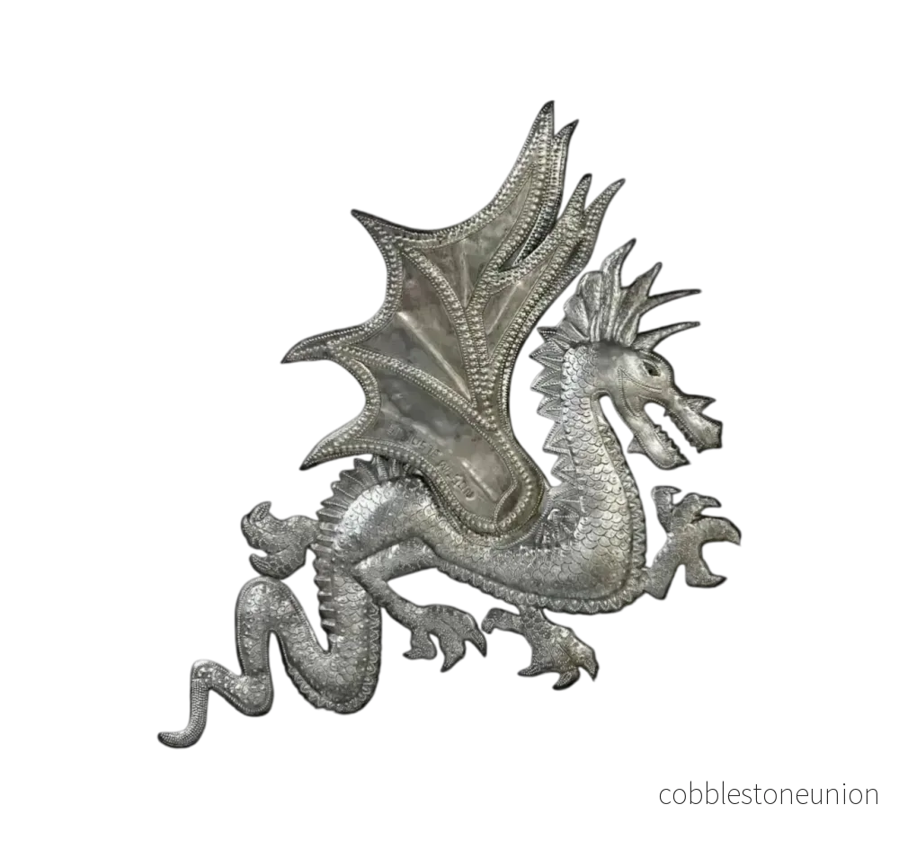 Väggdekoration Drake 38 cm Omålad - Återvunna Oljefat Haiti