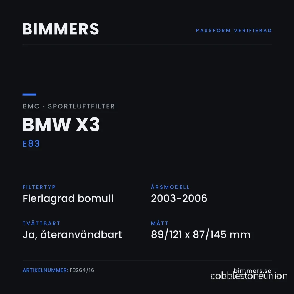 BMC Sportluftfilter BMW X3 E83 (3.0d), FB264/16 - Bild 2