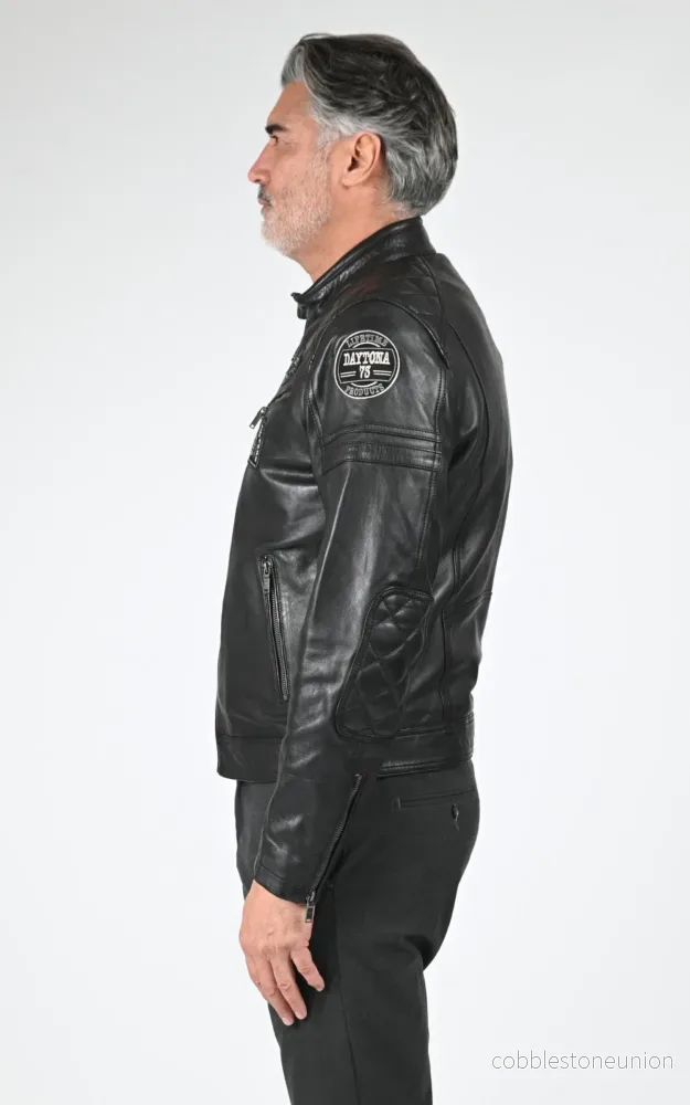 Black Nieto Leather Biker Jacket - Men - Bild 3