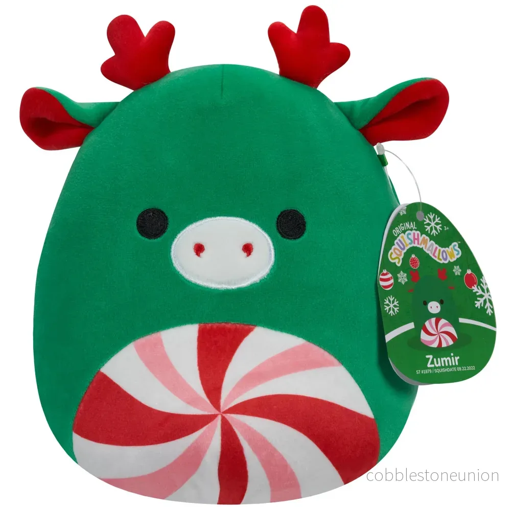 Squishmallows 19 Cm Christmas Zumir Green Moose W. Peppermint Swirl Tummy Squishmallows 19 Cm Christmas Zumir Green Moose W. Peppermint Swirl Tummy