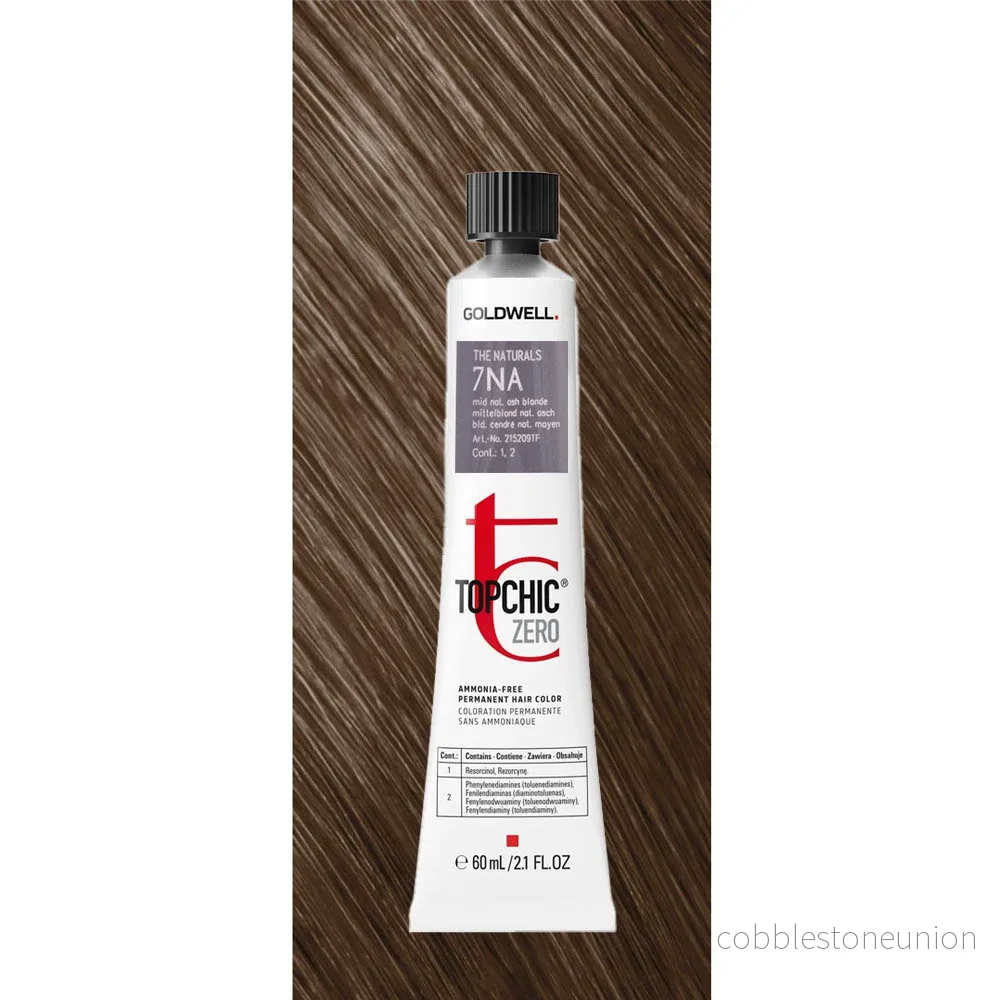 Goldwell, TopChic Zero, Ammoniafri, Permanent hårfärg, 7NA Mellan Natur Askblond, 60 ml - Bild 2